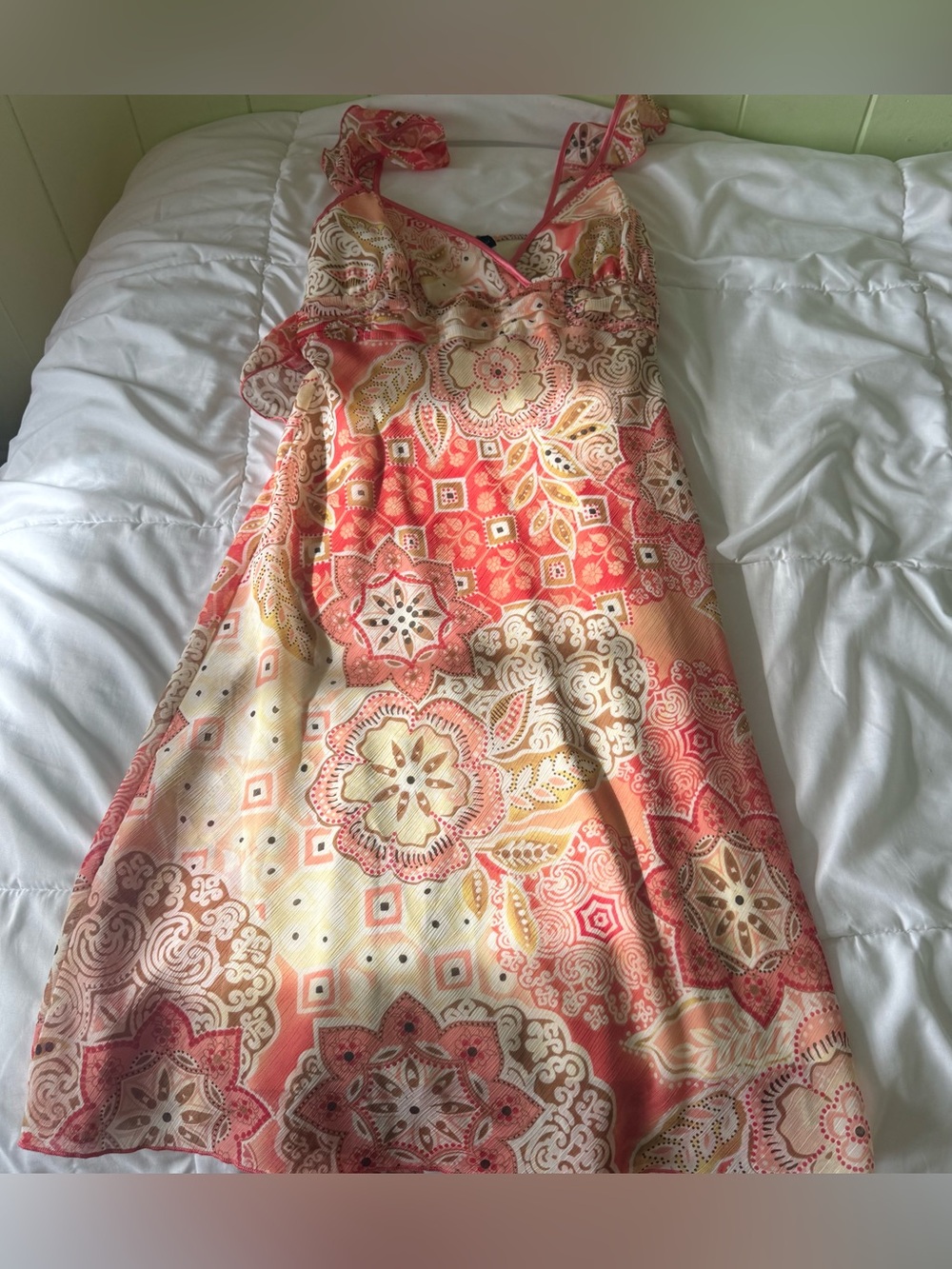 Wrapper Coral, Cream and Pink Paisley Dress